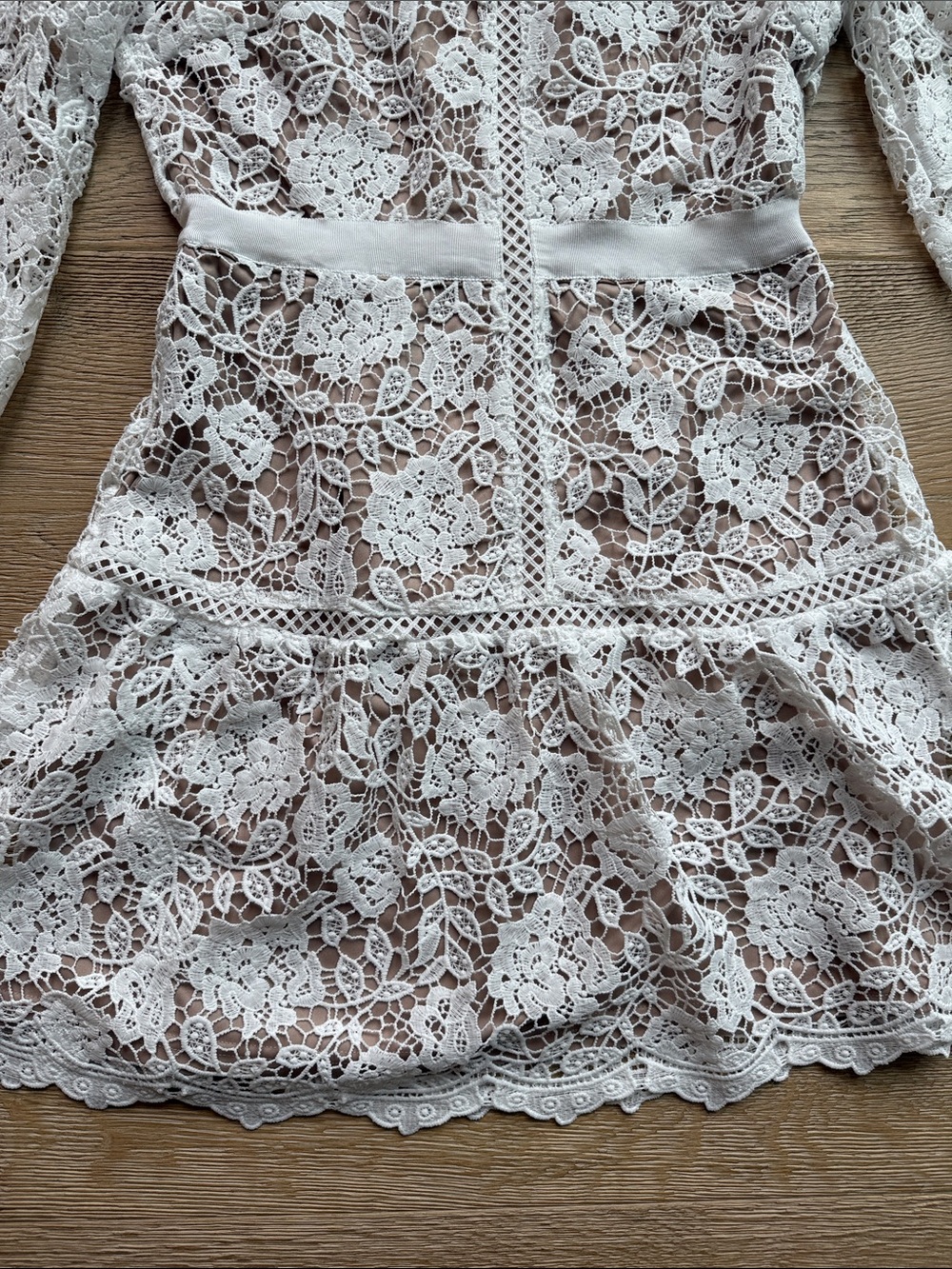 Feminine Floral Lace Long Sleeve Mini Dress - Picture 4 of 8